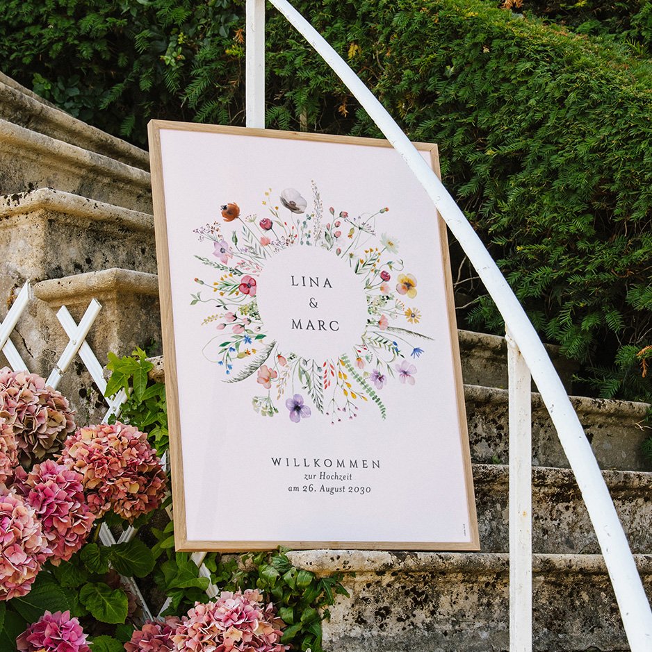Willkommensschild zur Hochzeit