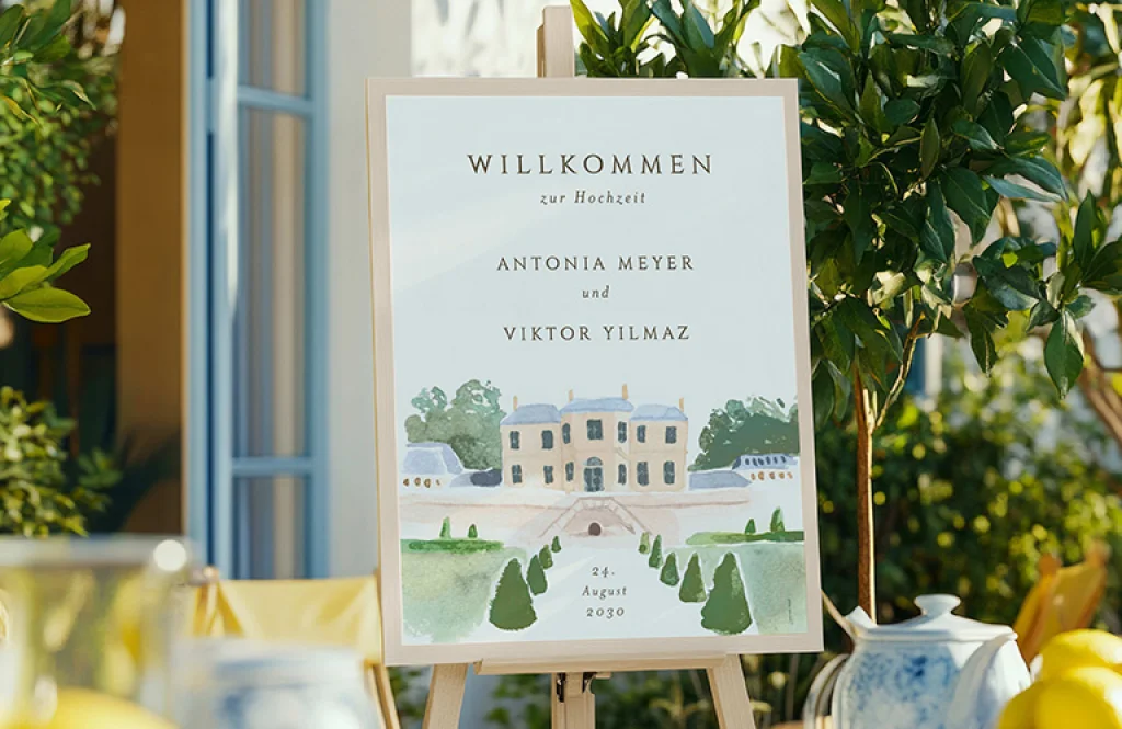 Willkommensschild zur Hochzeit