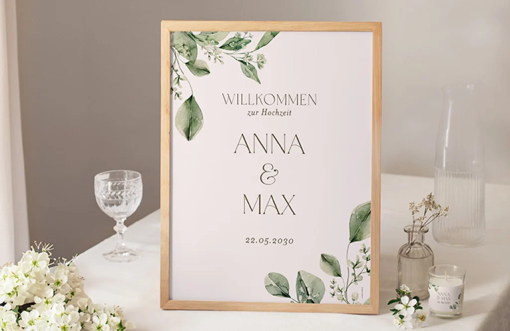 Willkommensschild zur Hochzeit