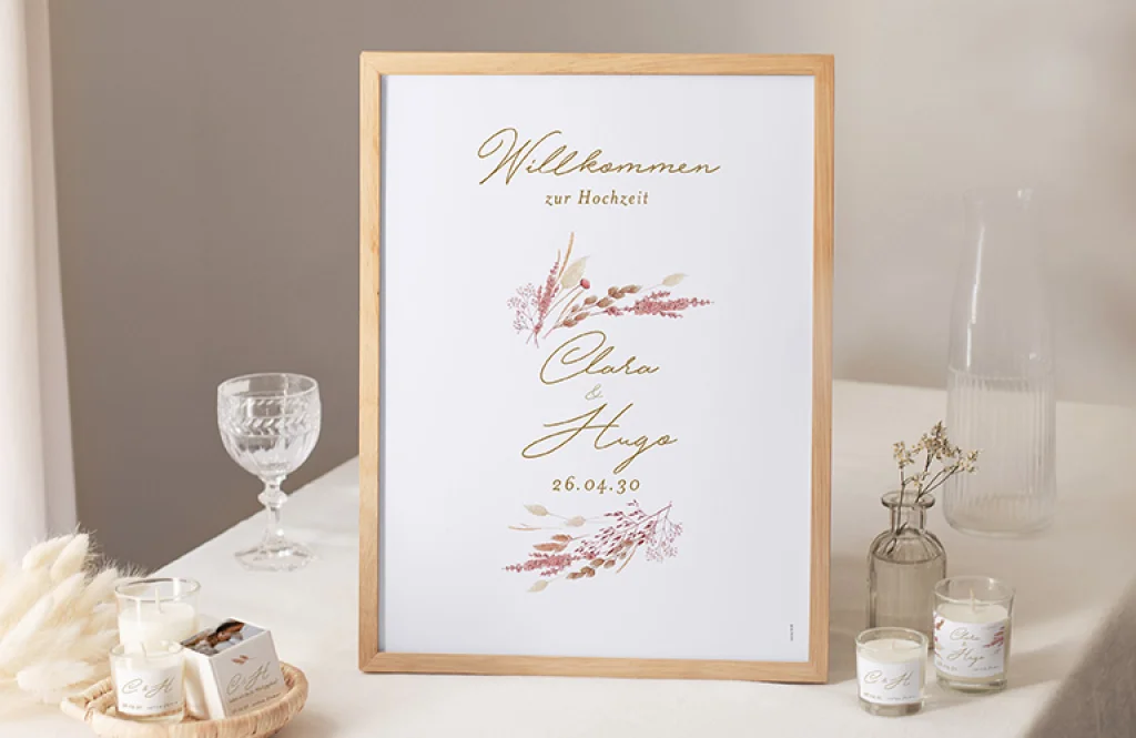 Willkommensschild zur Hochzeit